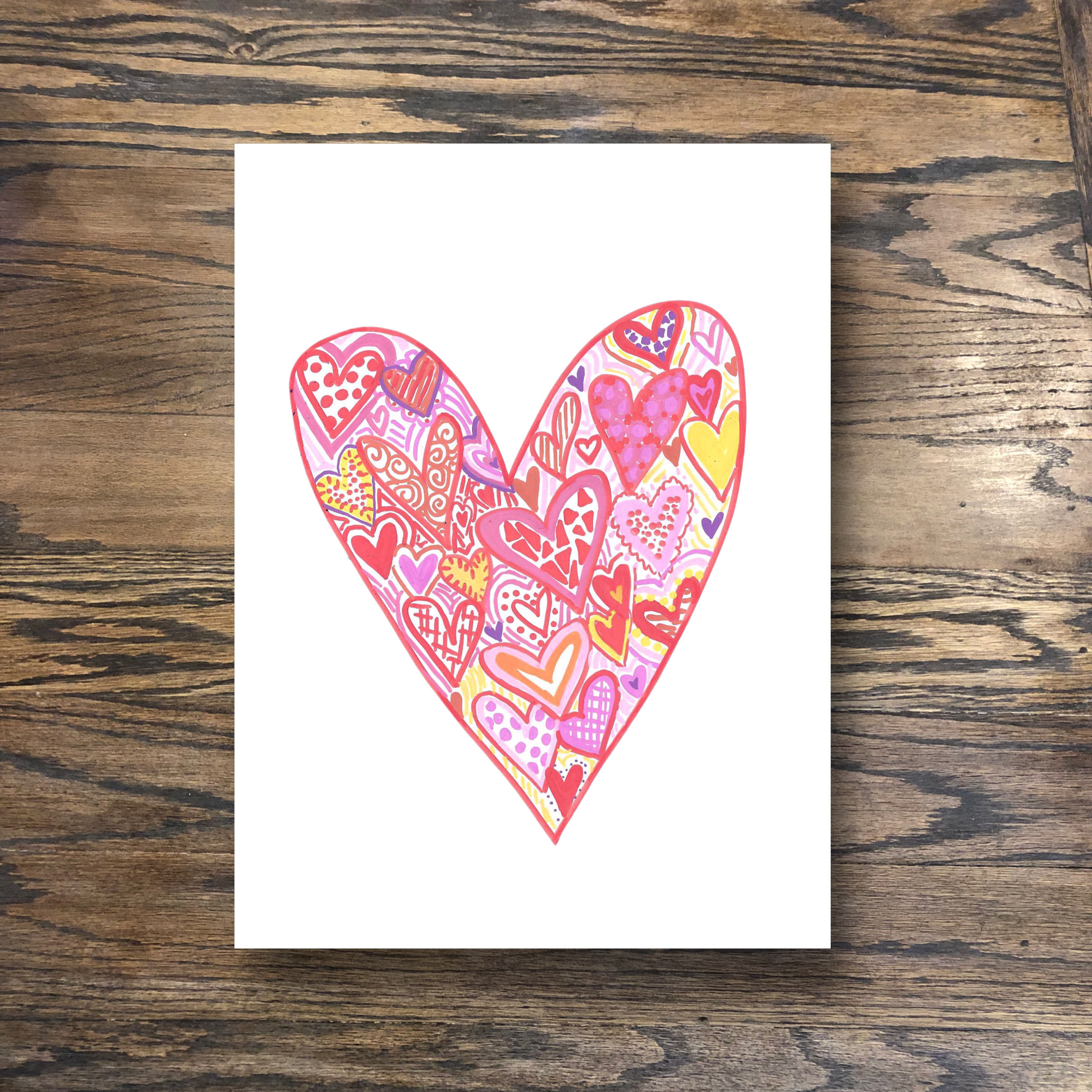 Hearts inside hearts red notecard set of 6
