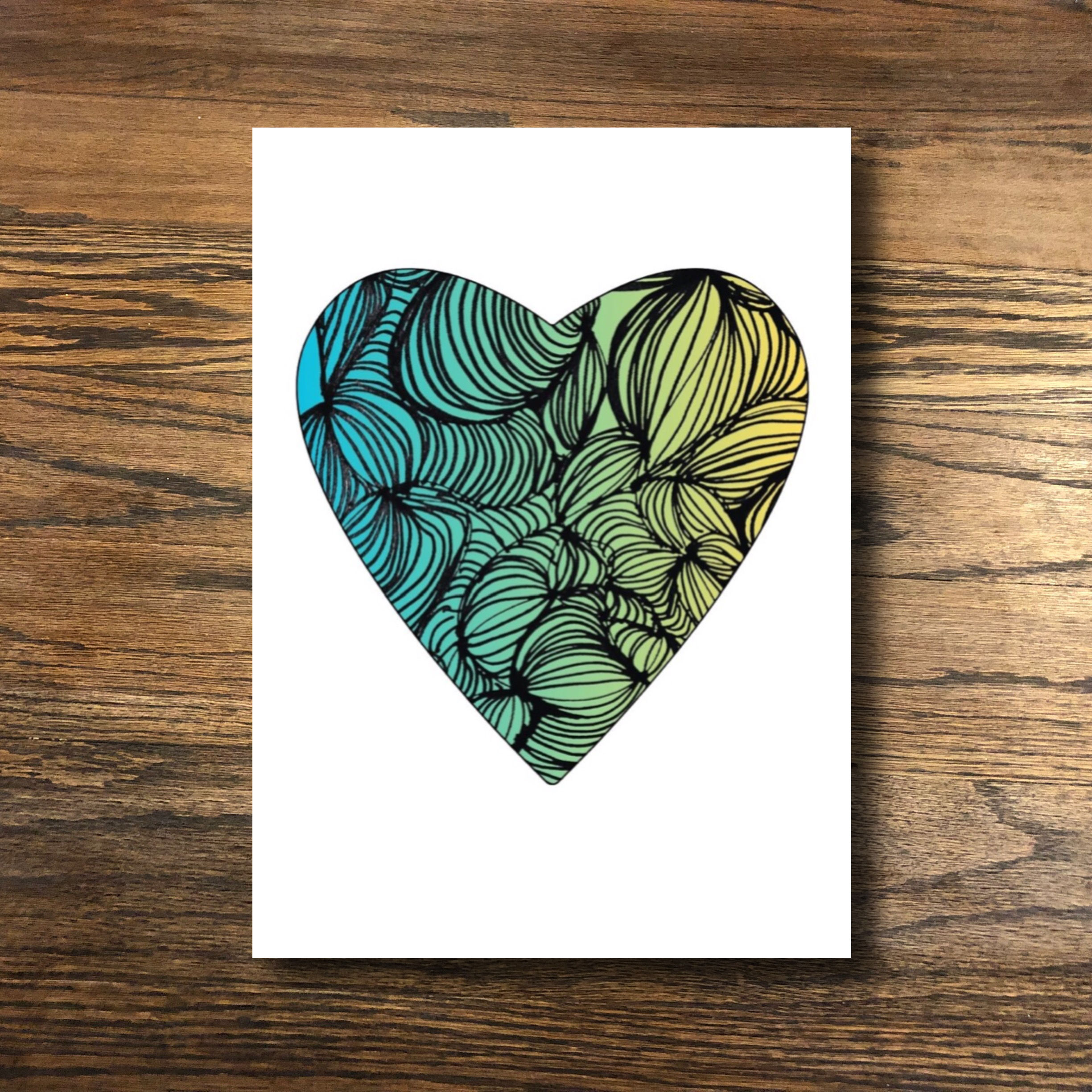 Blue-green knotted heart notecard set of 6