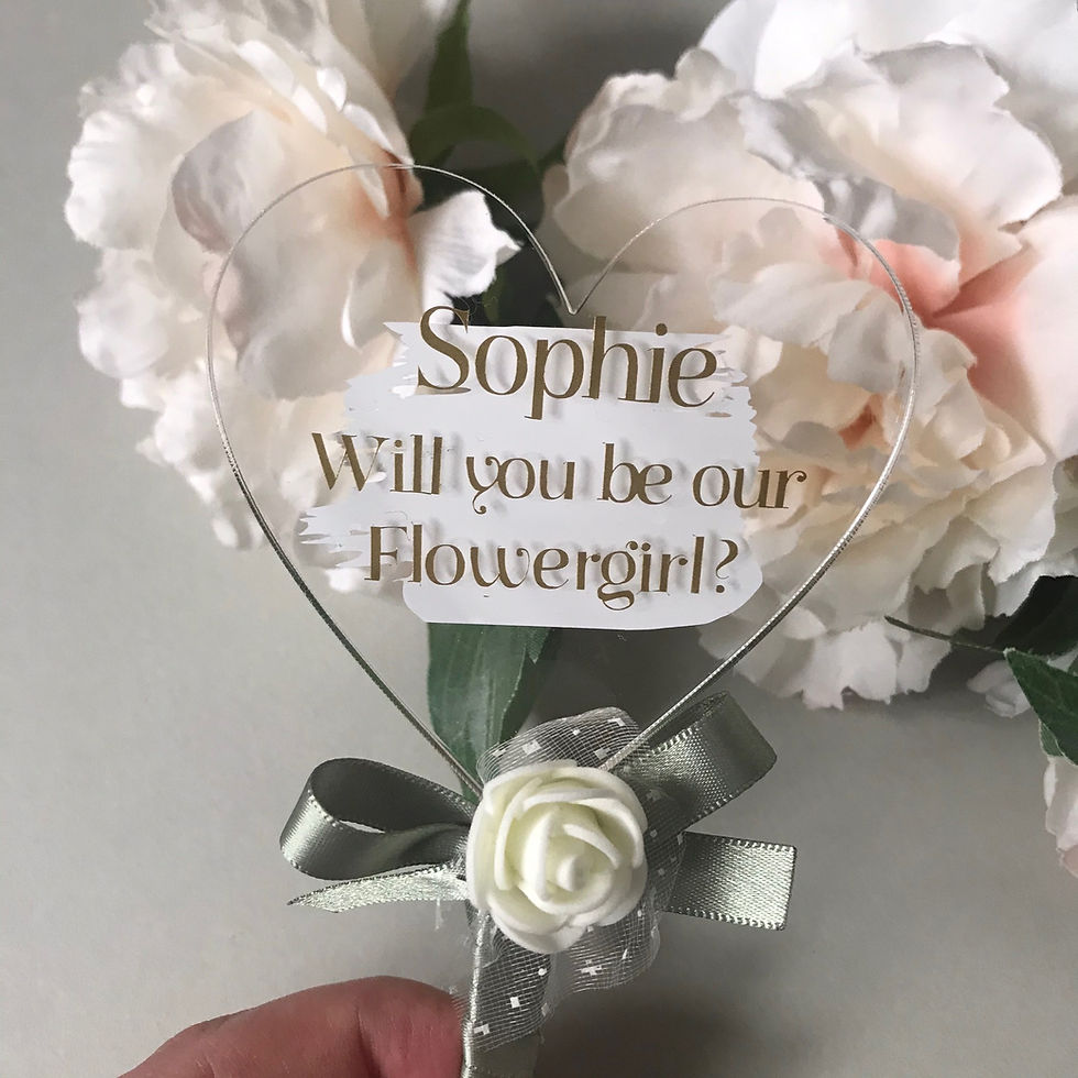 Thumbnail: Will You Be My Flowergirl Acrylic Heart Wand