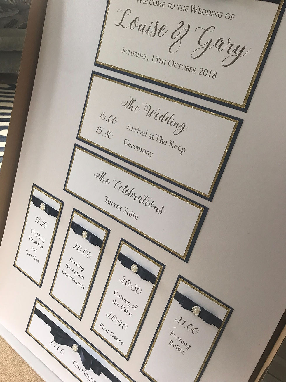 Thumbnail: Louise Order Of The Day with Brooches Wedding Board