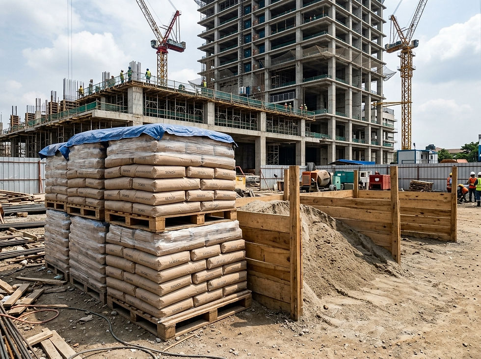 Panduan tata letak (site layout) area penyimpanan alat & material proyek.