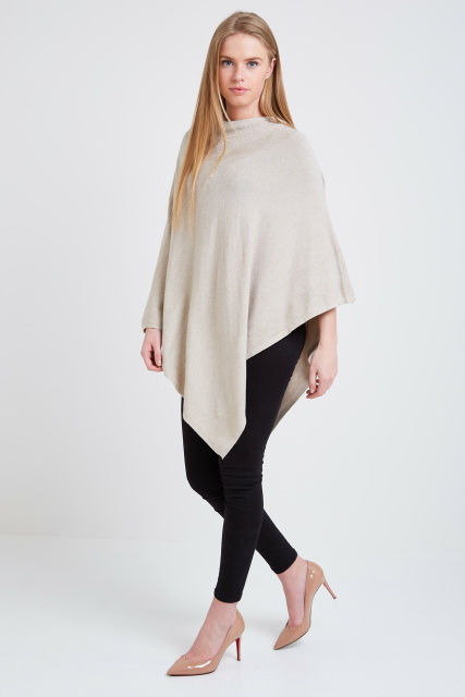 Thumbnail: Scattered Stud Poncho - Neutral/Oatmeal