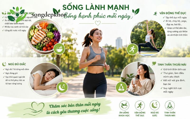 Nêu duy trì lối sống lành mạnh bằng cách ăn uống khoa học và vận động thể dục đúng cách