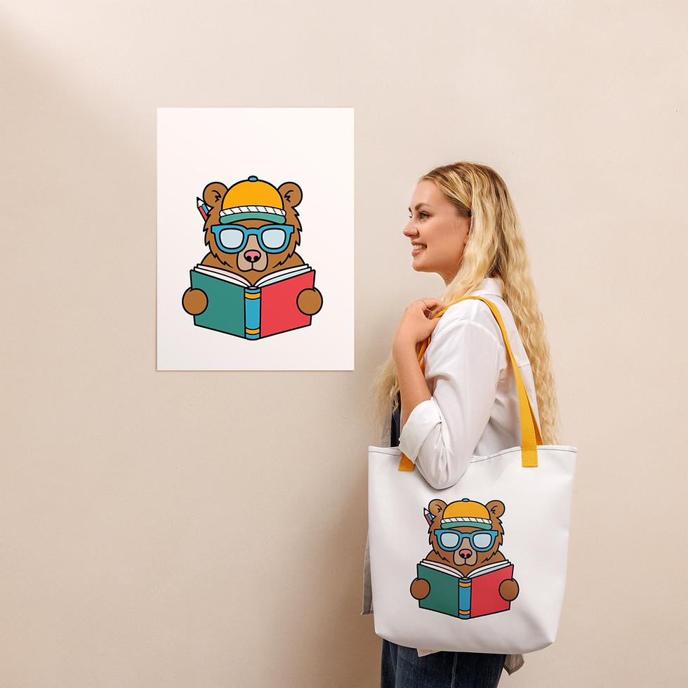 Thumbnail: Literacy Social Reading Bear Logo Tote bag