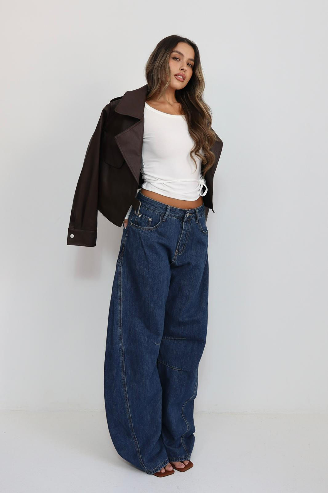 מכנס ג'ינס אבזם צד