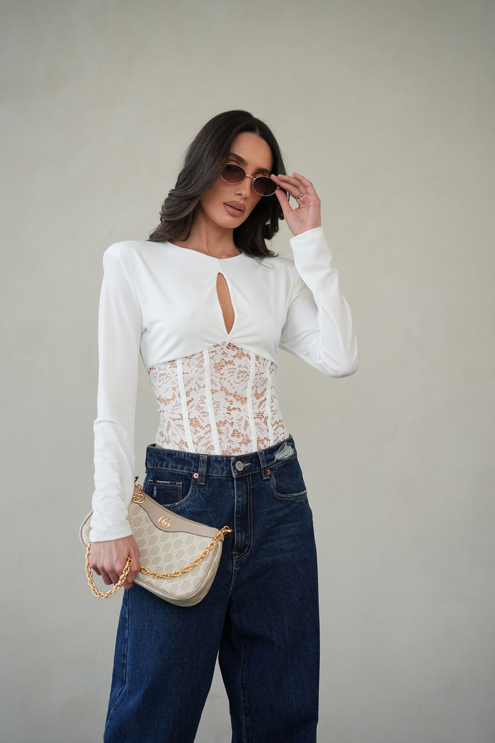 תמונה ממוזערת: בגד גוף שילוב תחרה