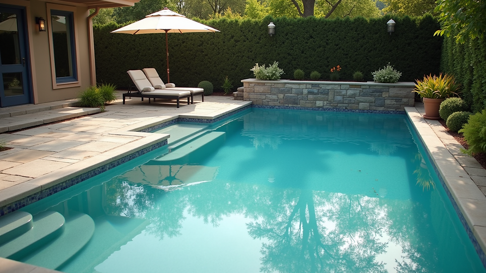 High angle view of a backyard pool renovation project