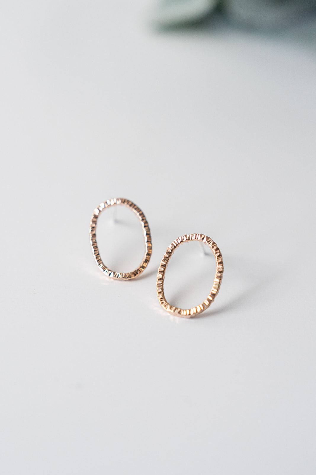 gold-filled oval stud earrings