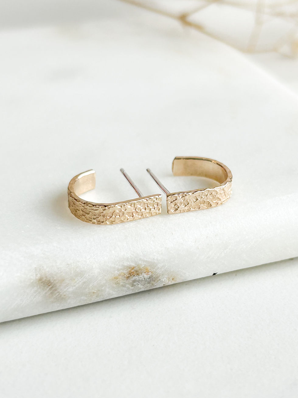 Thumbnail: goldfilled textured huggie earrings