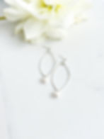 silver oval dangle pearl earrings