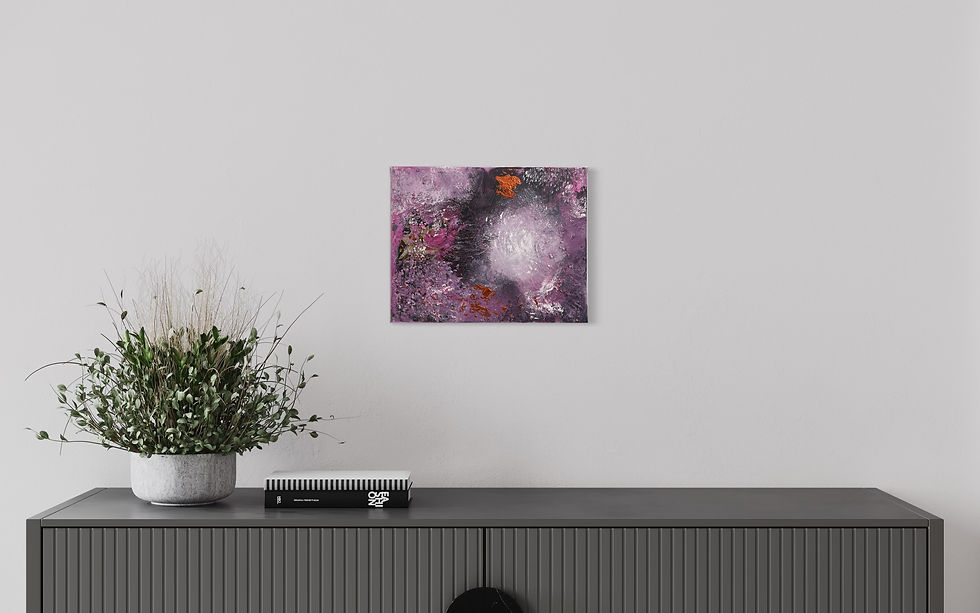 Aurora's Embrace northern lights abstract by Kasia Bialek - ethereal pink and blue atmospheric painting - sold original UK