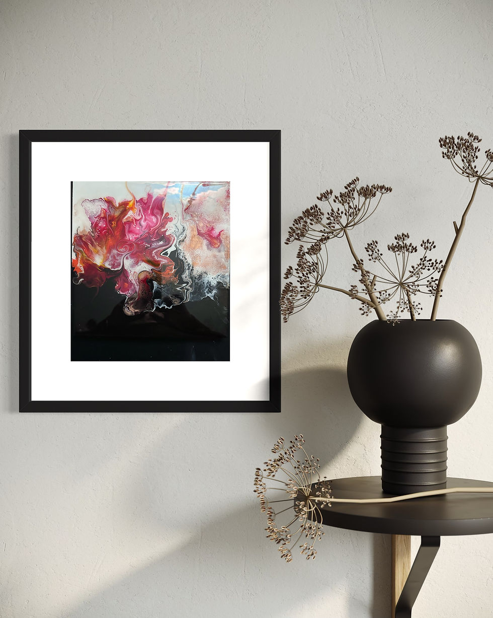 Fire Flower - Bold floral abstract by Kasia Bialek - Fiery reds and yellows - Original acrylic UK