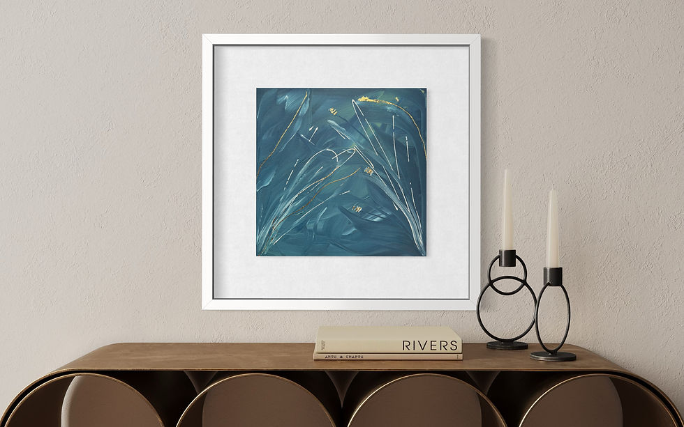 Midnight Dance abstract painting in deep blues and blacks, contemporary art for sale UK