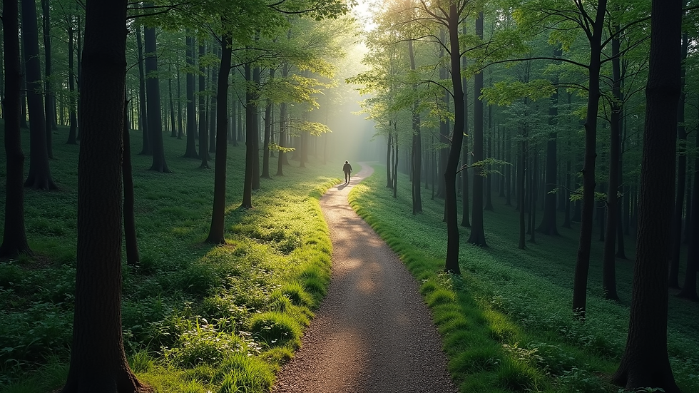 High angle view of a winding path through a forest symbolizing the journey of change