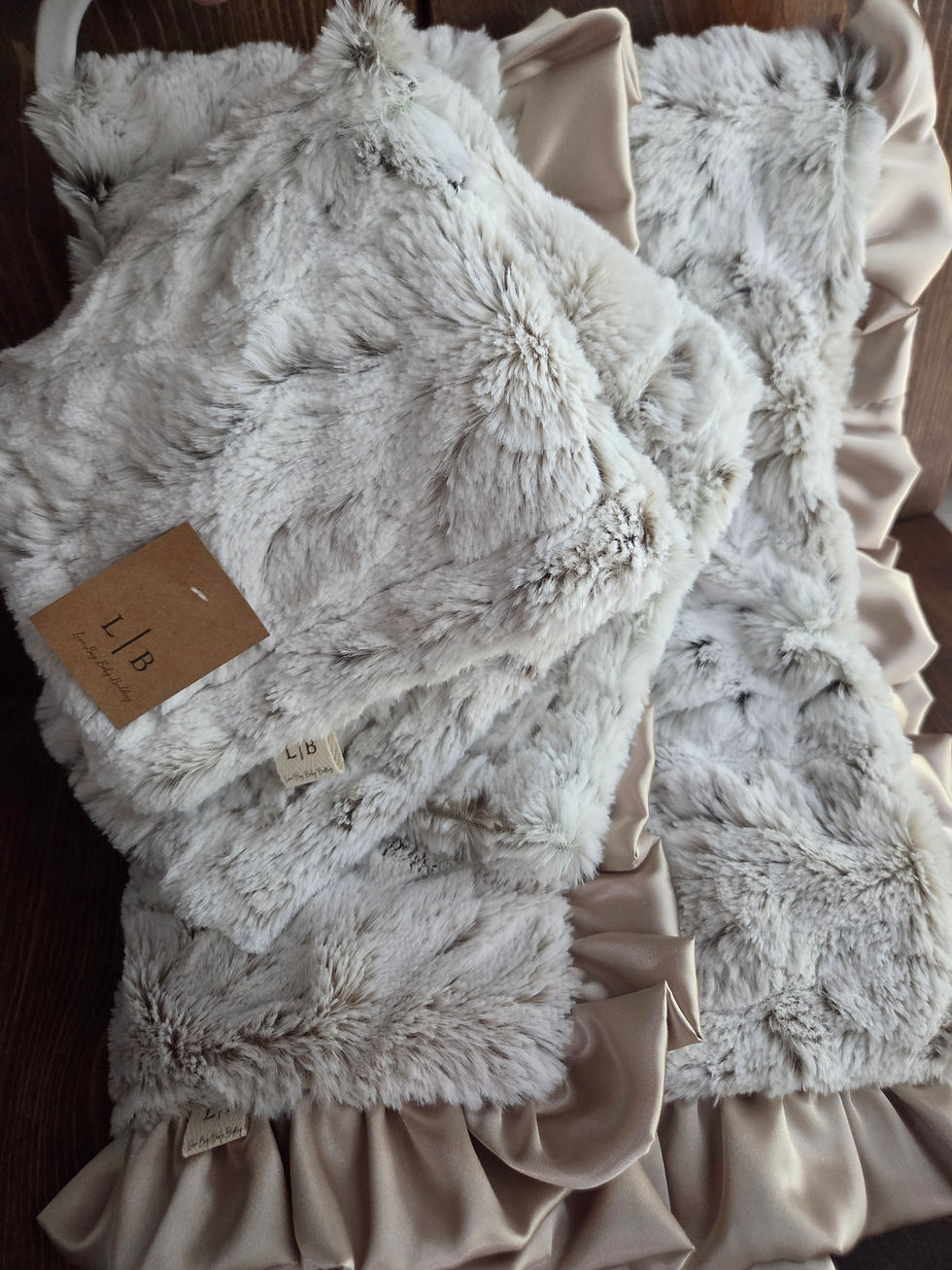Thumbnail: Ruffled Minky Blanket - Timeless Beige