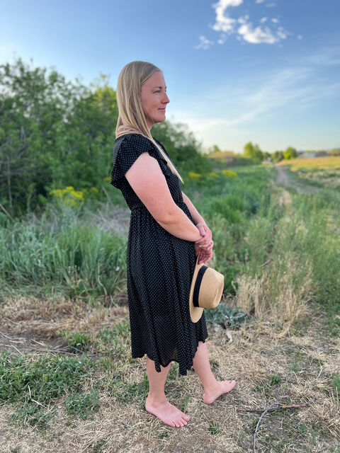 Thumbnail: Classic Silhouette Black and White Polka Dot Summer Dress