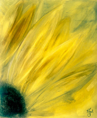 Sonnenblume Kunstwerk Pigmente, Leinöl, Valérie Merret Lübeck