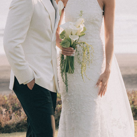 Bride and groom at Soori Bali during sunset