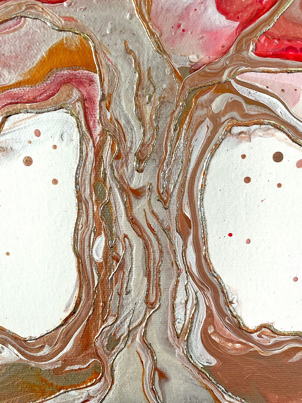 Miniature : oeuvre moderne en art fluide abstraite et semi-abstraite par artiste peintre québécoise peinture acrylique, arbre de vie