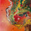 Thumbnail: arbre semi-abstrait aux couleurs chaudes et automnale, arbre d'automne, oeuvre réconfortante