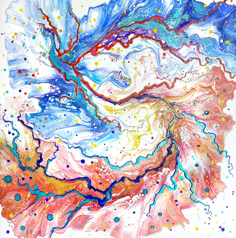 oeuvre moderne colorée abstraite de peintre quebecois