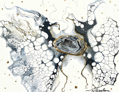 abstract modern artwork, abstract butterfly, fluid art, crystals and geode, mineral artwork