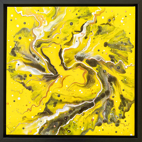 oeuvre jaune, jaune, peinture coloré, oeuvre oeuvre colorée abstraite moderne de peintre quebecois abstraite, peinture abstraite, visage abstrait, visage de profil