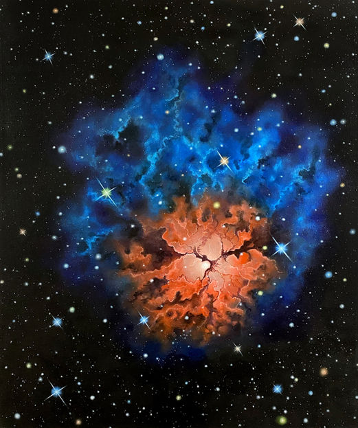 oeuvre spatiale, peinture du cosmos, galaxie art, peinture astronomique, peintre moderne quebecois, nebuleuse