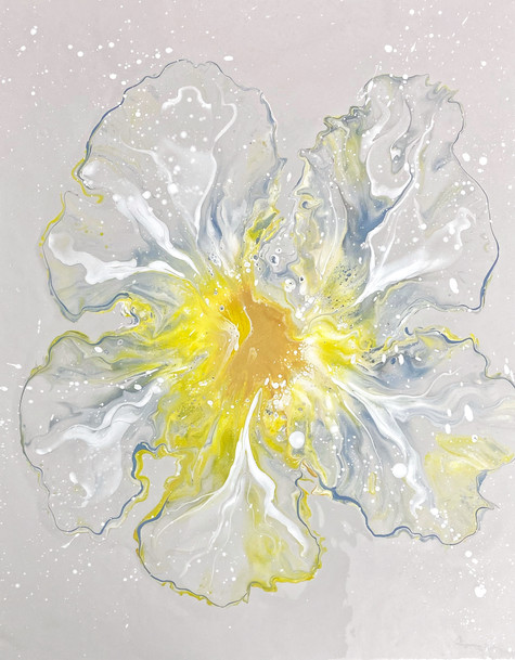 oeuvre florale abstraite, peintre québécois, fleur colorée