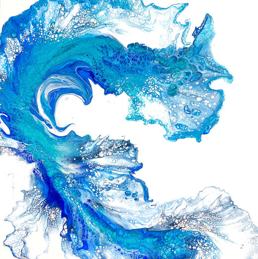 oeuvre de la collection aquatique, pure vida, vague peinture, oeuvre vague, oeuvre semi abstraite, peinture abstraite acrylique moderne par peintre quebeboise Melyna Leclerc