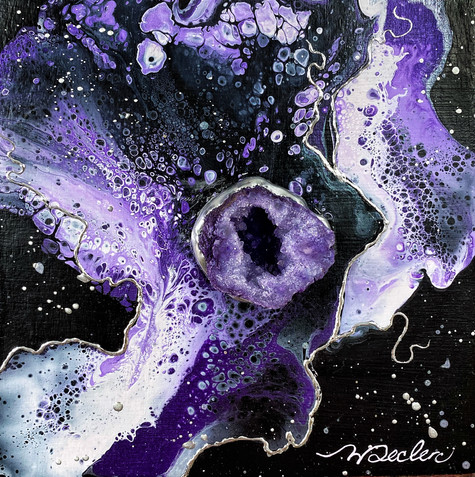 abstract work, abstract tree, abstract painting Quebec painter, work with precious stone