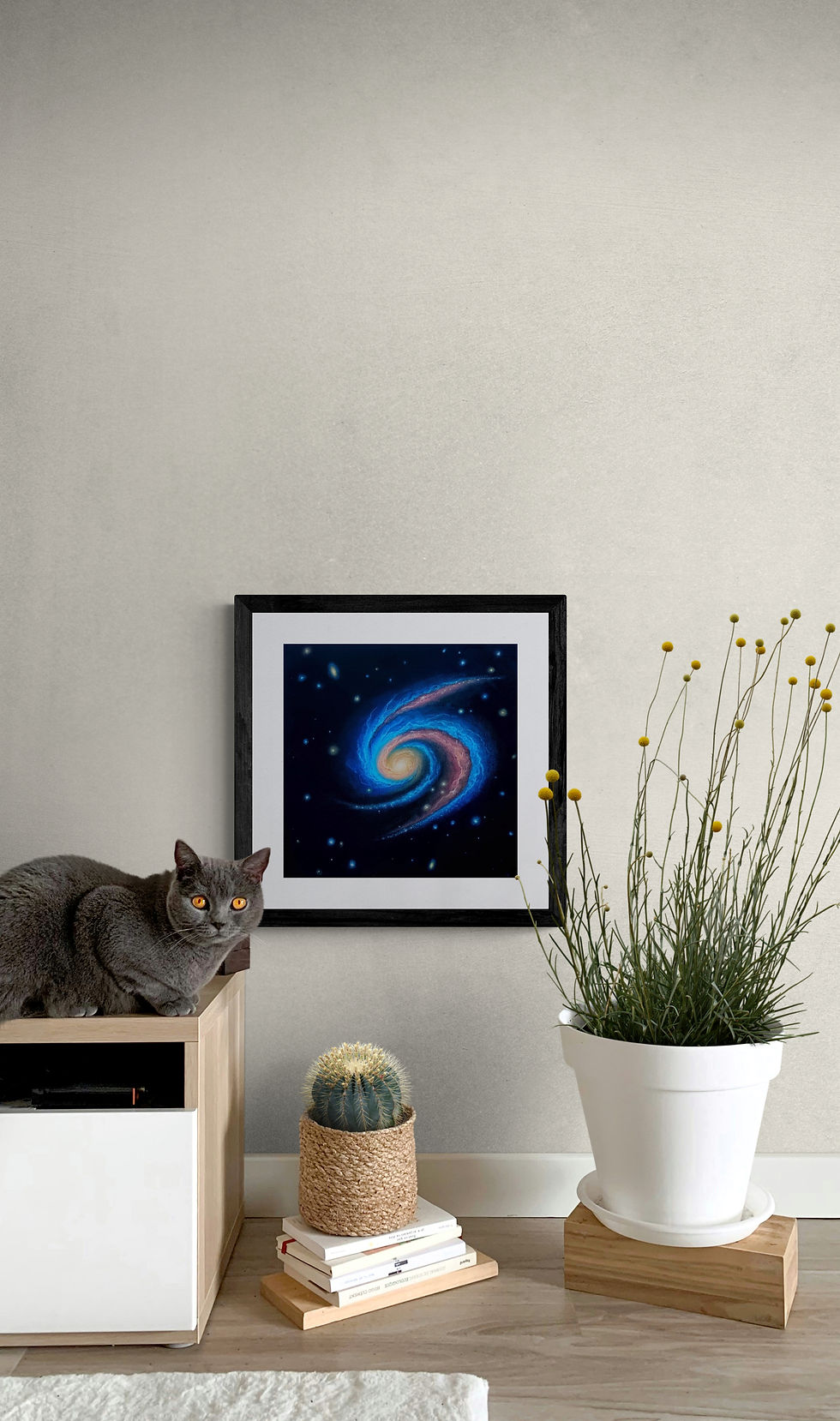 Miniature : Reproduction encadrée dans un decor avec chat