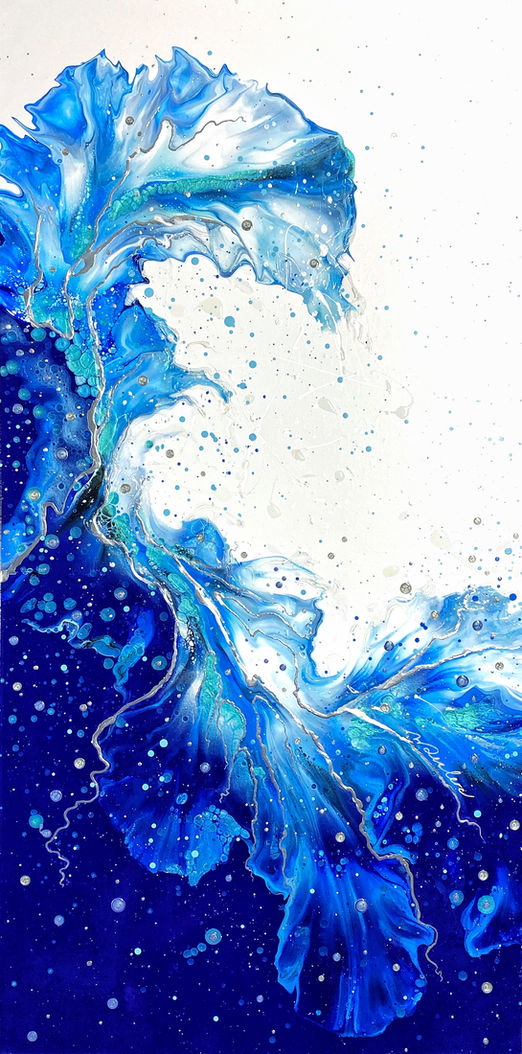 oeuvre de la collection aquatique, vague, inspiration de l'océan, oeuvre moderne abstraite, art fluide 