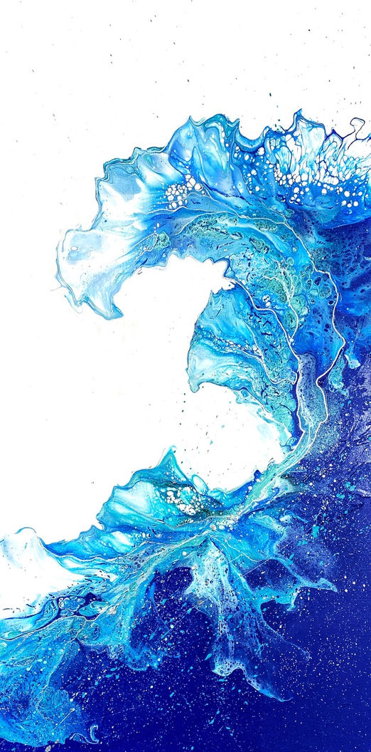 oeuvre aquatique inspiré de la  mer, vague abstraite, vague art, art aquatique, acrylique fluide, art abstrait quebecoise 