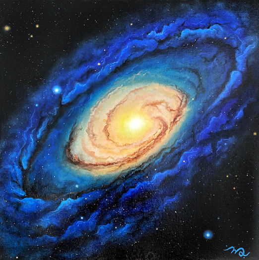 oeuvre spatiale, peinture du cosmos, galaxie art, peinture astronomique, peintre moderne quebecois