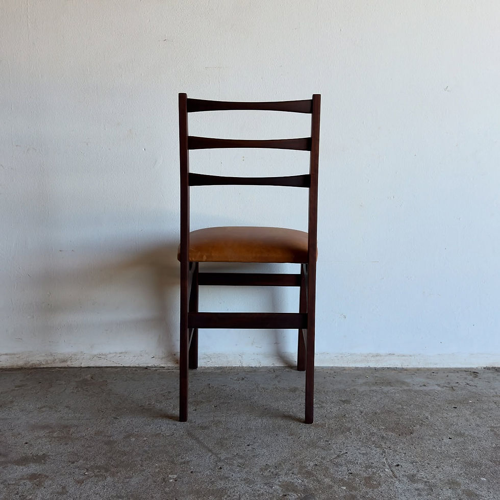 Thumbnail: 4 x Mid-Century EE Meyer genuine leather dining room chairs