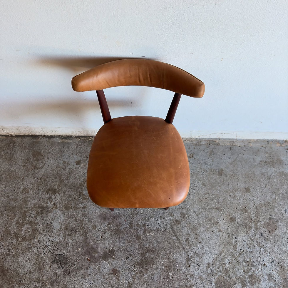 Thumbnail: 4 x Mid-century cow horn curved chairs in genuine leather upholstery