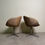 Thumbnail: Retro pair of striking zodiac style chairs in original aged tan leather