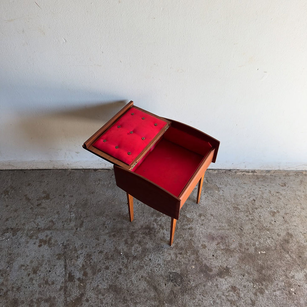 Thumbnail: Mid-century side table/ flip top storage box