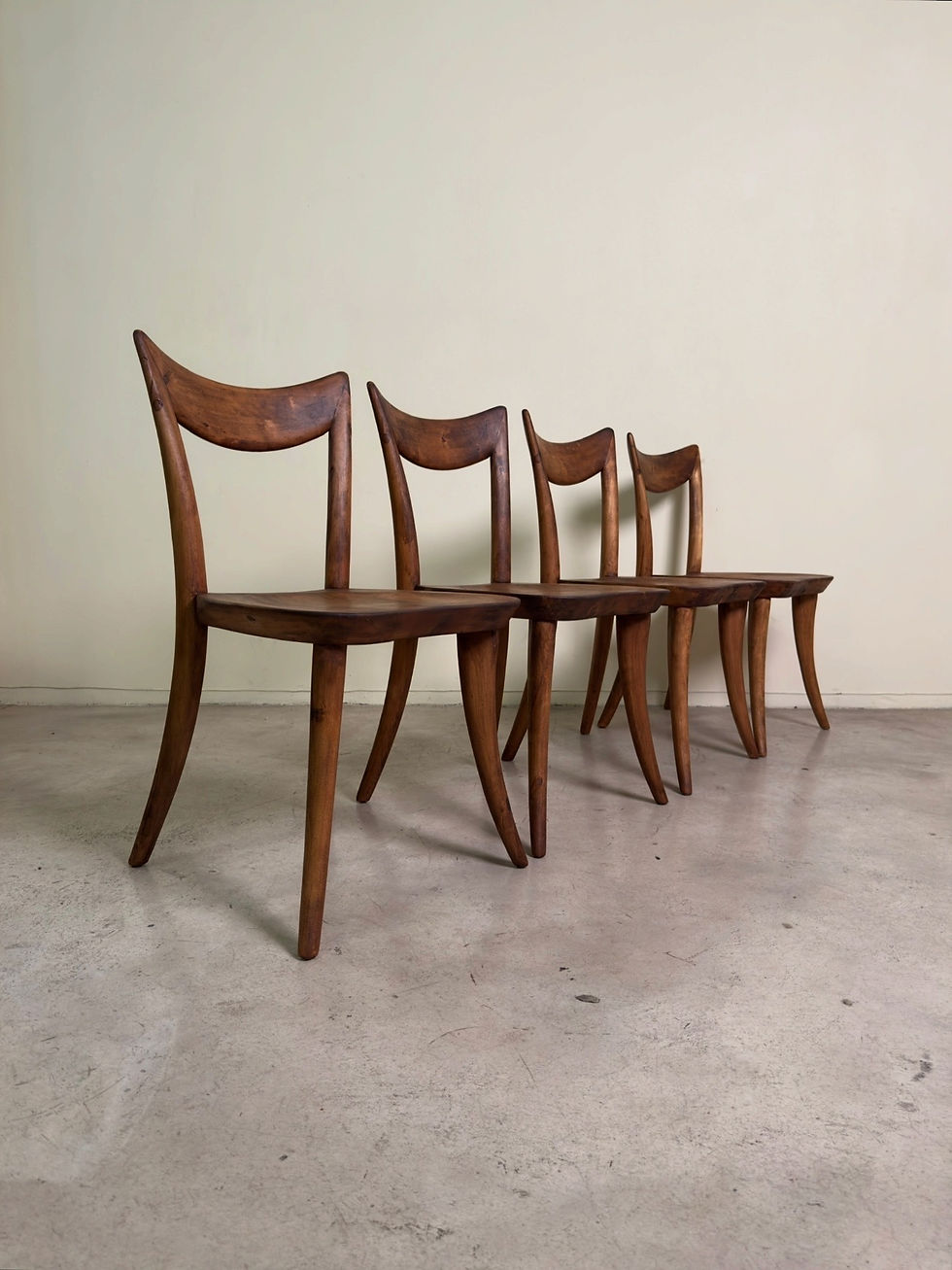 4 x Mid-century solid wood dining chairs