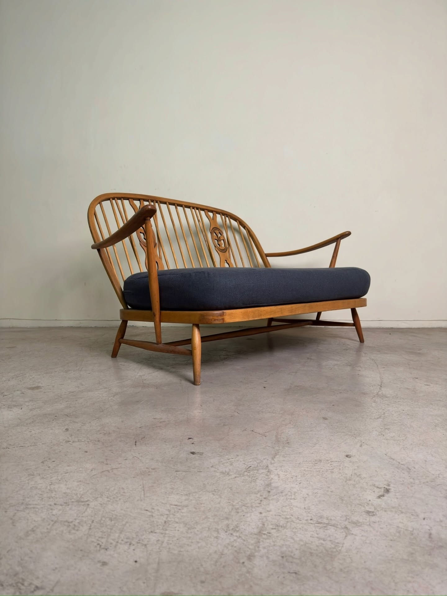 Vintage Lubis two seater settee in solid beech wood