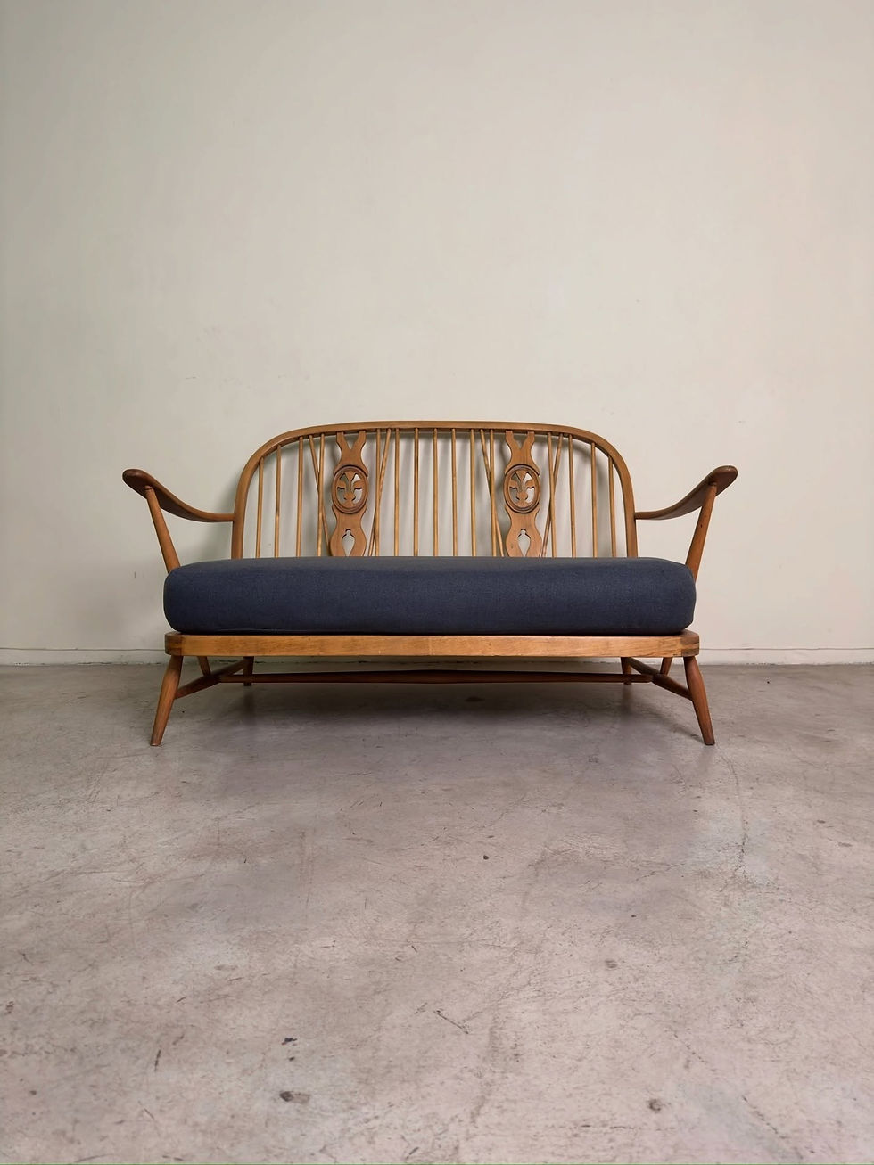 Thumbnail: Vintage Lubis two seater settee in solid beech wood
