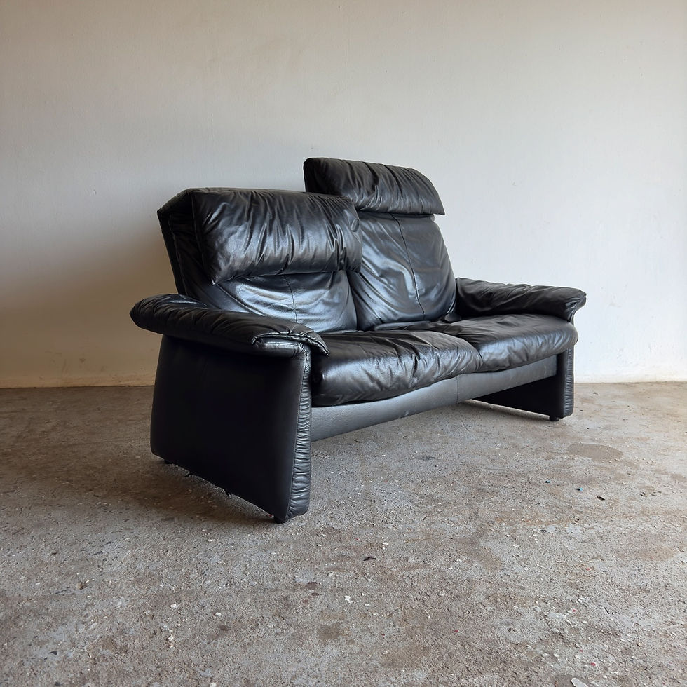 Thumbnail: 2 x Vintage German Erpo Lugano genuine leather reclining two seater couches