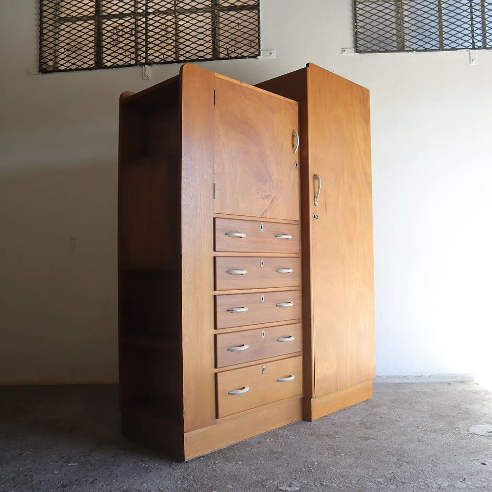 Mid-Century three in one wardrobe/dressing/writing bureau with bookshelves