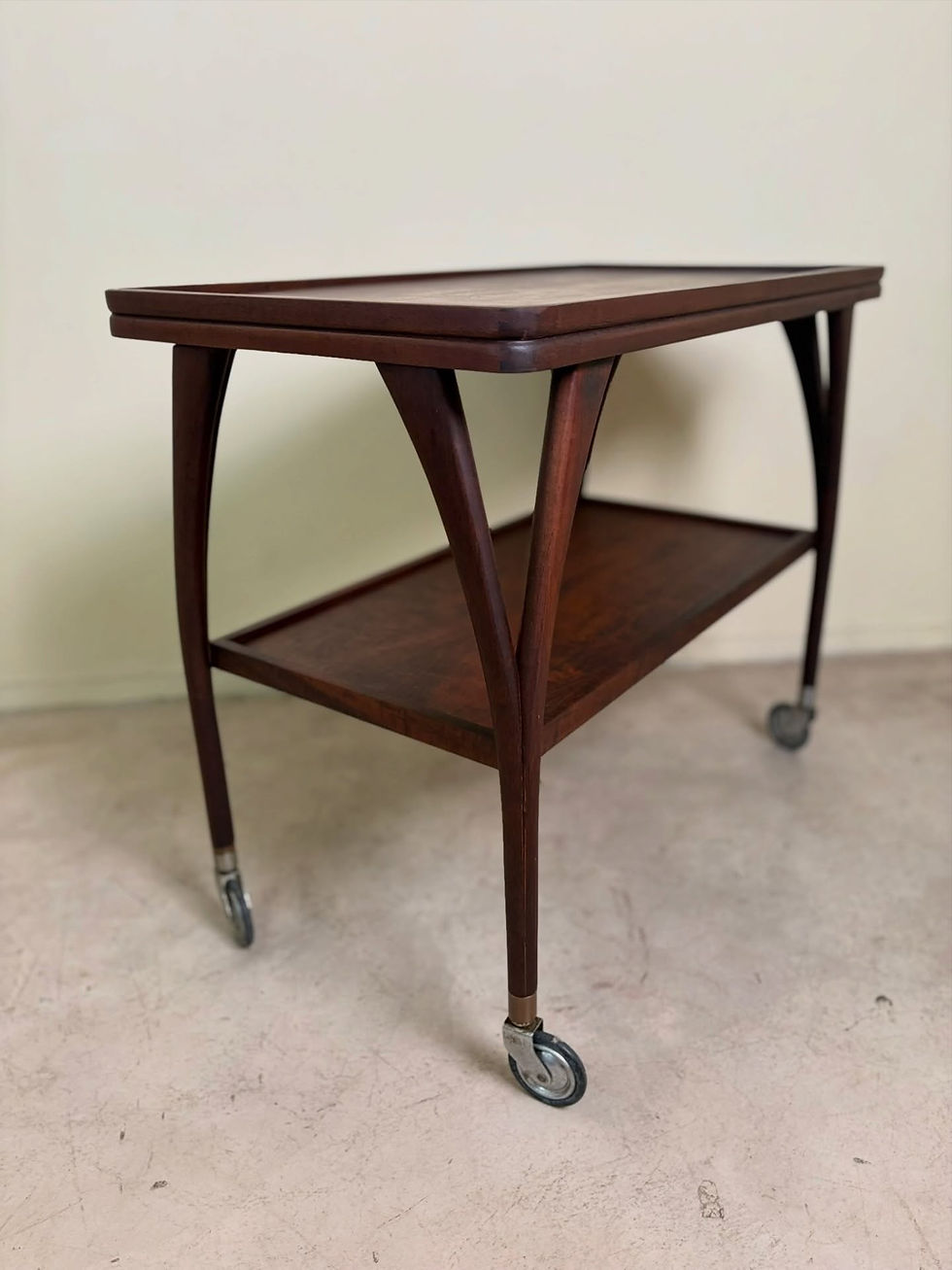 Thumbnail: Mid-century wishbone tea trolley on wheels