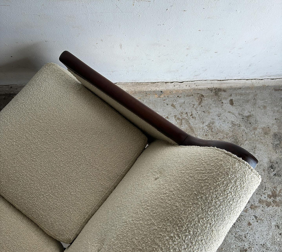 Thumbnail: Mid-Century Lubis loveseat with pull out coffee trays