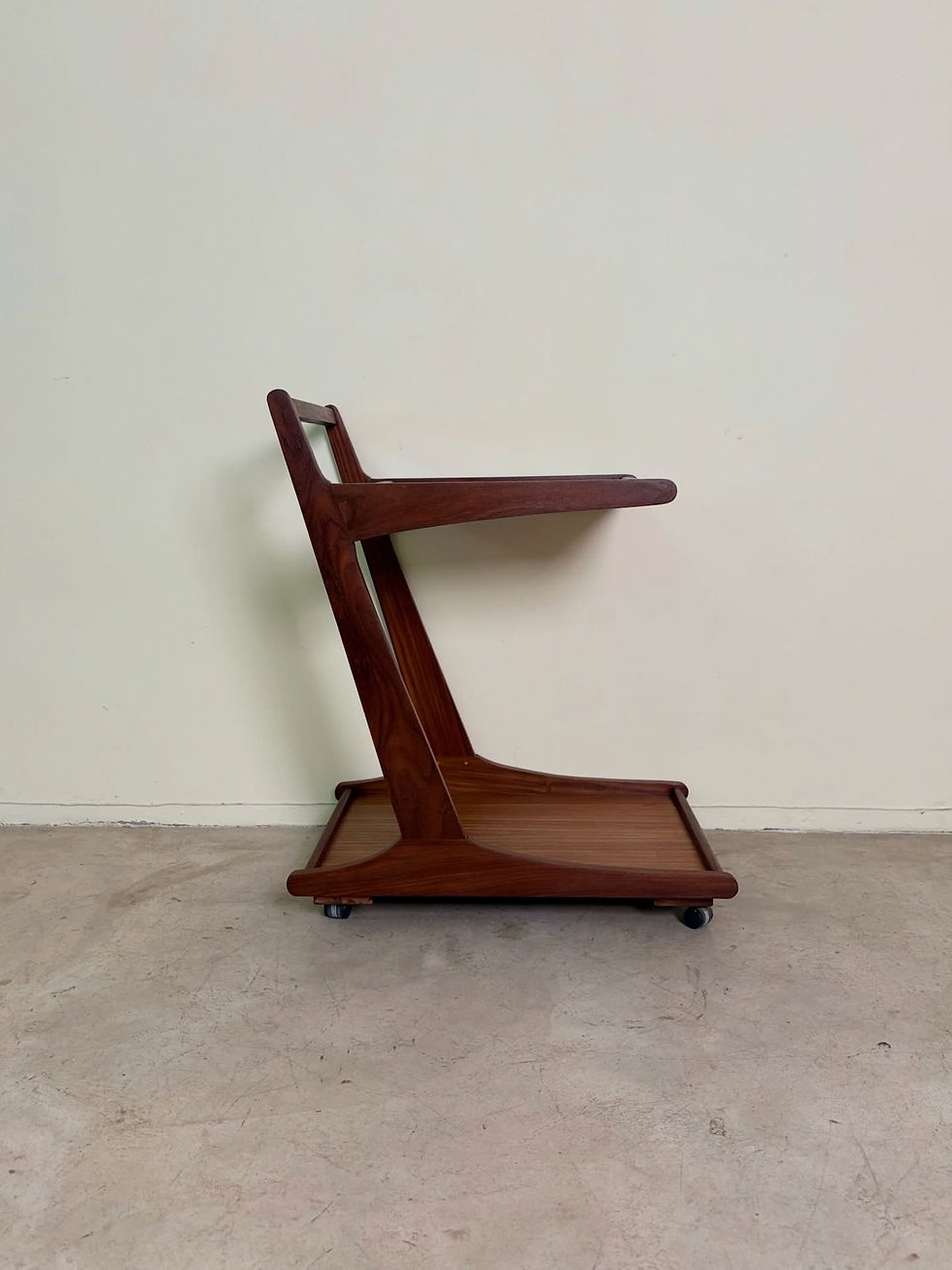 Thumbnail: Mid-Century two tier drinks trolley on coasters with stunning angles and grain