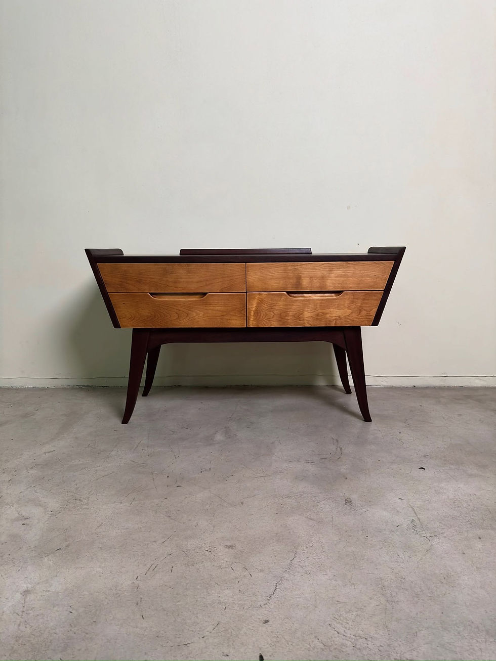 Thumbnail: Mid-century two-tone low console with four drawers