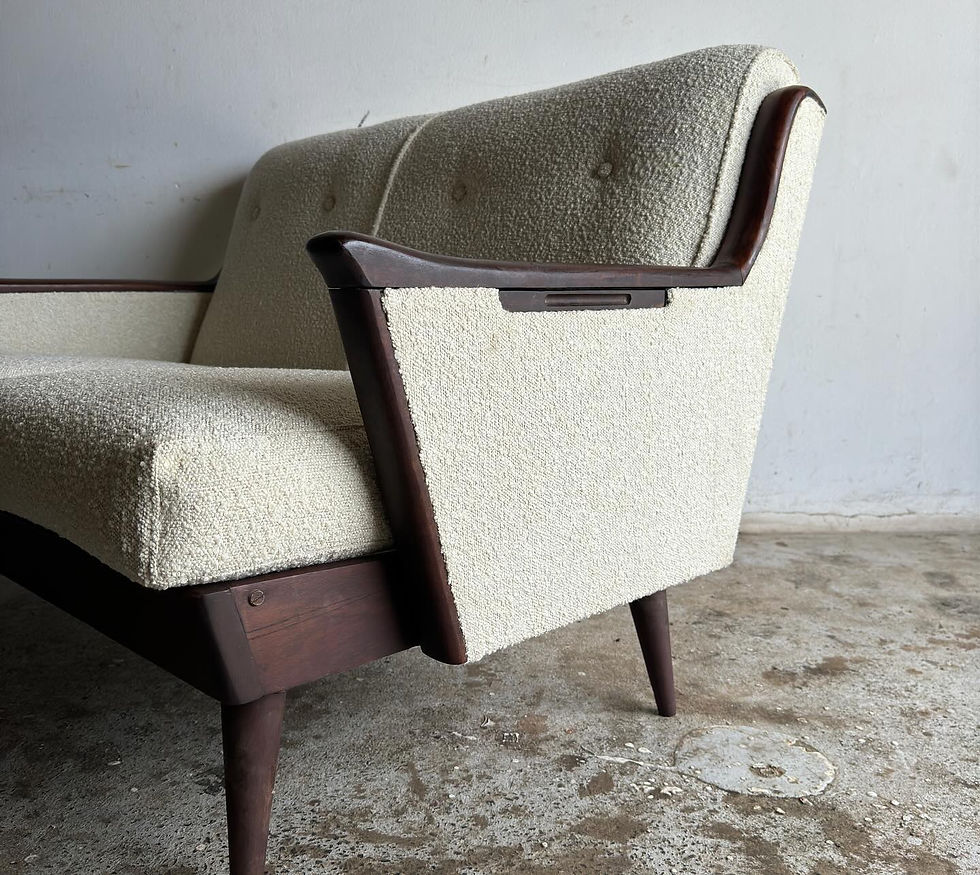 Thumbnail: Mid-Century Lubis loveseat with pull out coffee trays