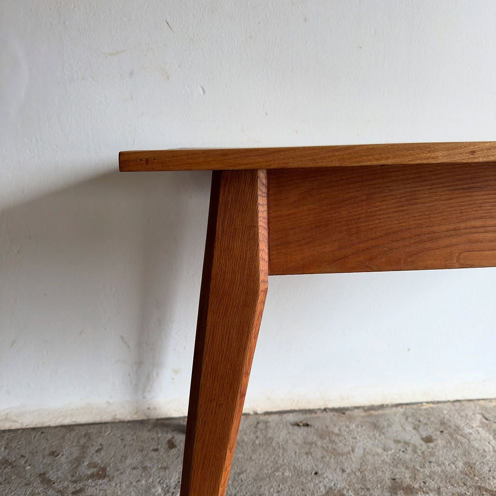 Thumbnail: Mid-century solid oak rectangular dining room table
